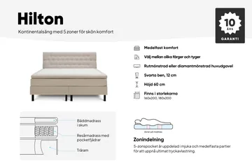 Hilton Komplett Sängpaket 180x200 cm Kontinentalsäng med diamant sänggavel - Beige - Products - Möbler - Säng - Kontinentalsäng