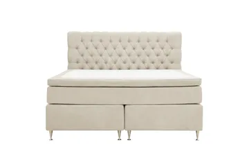 Hilton Lyx Komplett Sängpaket 160x200 cm Kontinentalsäng med knappad sänggavel i chenille, Beige