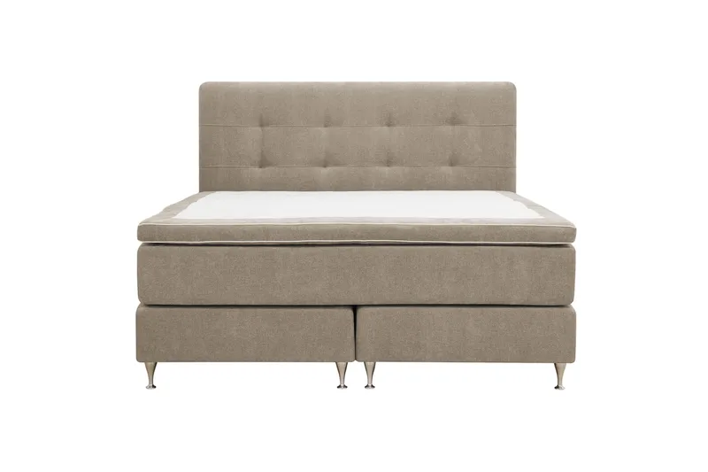 Hilton Premium Komplett Sängpaket 180x200 cm Kontinentalsäng med Sänggavel, Ljusbrun Tyg