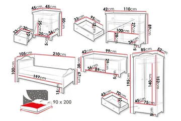 Hilts Möbelset För Sovrum - Brun/Beige - Products - Möbler - Säng - Möbelset för sovrum