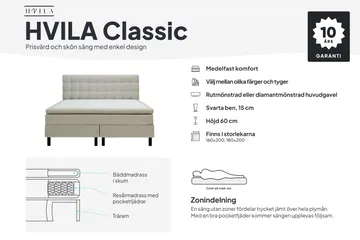 HVILA Classic Komplett Sängpaket 160x200 cm Kontinentalsäng med diamant sänggavel - Beige - Products - Möbler - Säng - Kontinentalsäng
