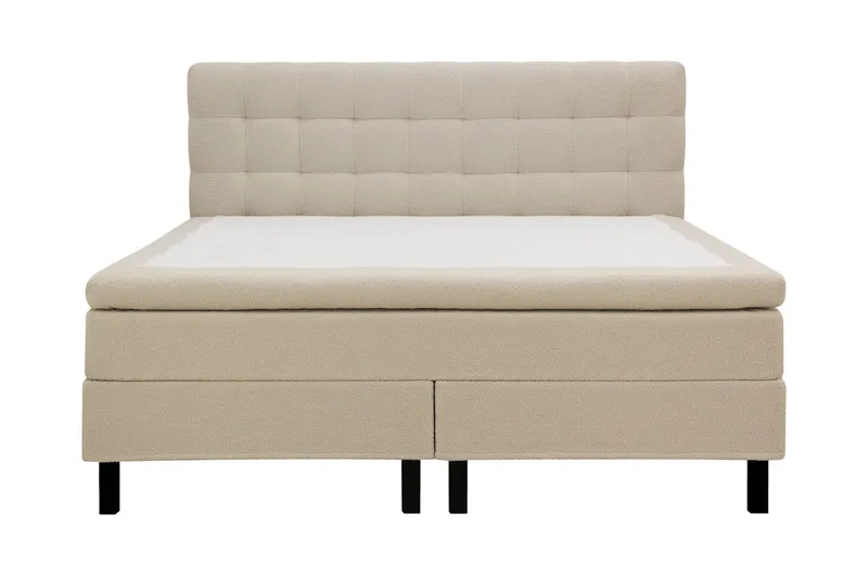 HVILA Classic Komplett Sängpaket 180x200 cm Kontinentalsäng med rutad sänggavel, Beige / Teddy