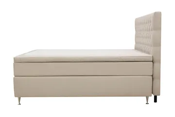 HVILA Lyx Komplett Sängpaket 160x200 cm Kontinentalsäng med knappad sänggavel i sammet - Beige / Sammet - Products - Möbler - Säng - Kontinentalsäng