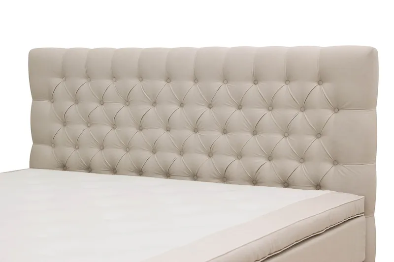 HVILA Lyx Komplett Sängpaket 160x200 cm Kontinentalsäng med knappad sänggavel i sammet - Beige / Sammet - Products - Möbler - Säng - Kontinentalsäng