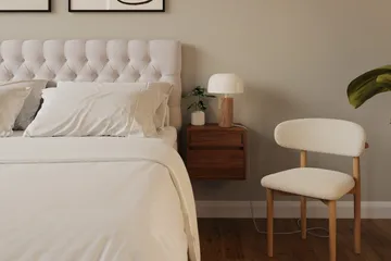 HVILA Lyx Komplett Sängpaket 160x200 cm Kontinentalsäng med knappad sänggavel i sammet - Beige / Sammet - Products - Möbler - Säng - Kontinentalsäng