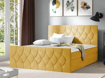 Jitendra Sängpaket Kontinentalsäng 120x200 cm med Förvaring - Gul - Products - Möbler - Säng - Komplett sängpaket