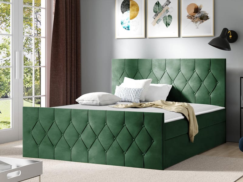 Jitendra Sängpaket Kontinentalsäng 140x200 cm med Förvaring - Grön - Products - Möbler - Säng - Komplett sängpaket