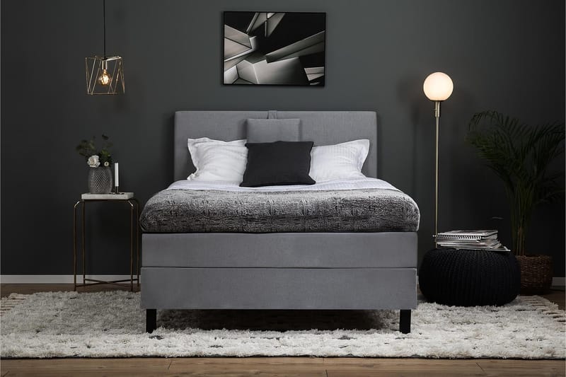 Lucky Komplett Sängpaket 120x200 Memory Slät Sänggavel  N - Nackkudde Liten Mellangrå - Products - Möbler - Säng - Enkelsäng
