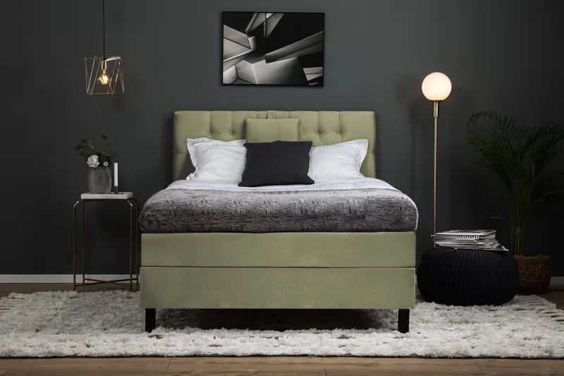 Lucky Komplett Sängpaket 120x200 Skum Diamant Sänggavel - Nackkudde Stor Grön - Products - Möbler - Säng - Enkelsäng