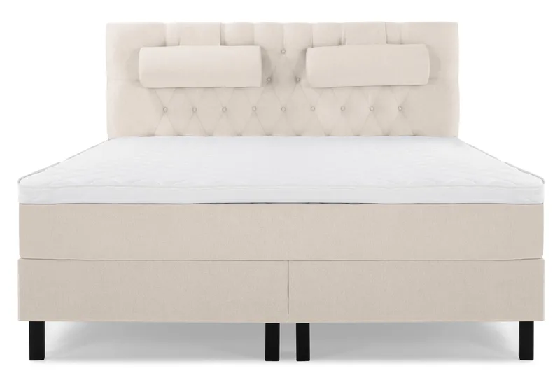 Lucky Komplett Sängpaket 180x200 Skum Diamant Sänggavel, Nackkudde Stor Beige
