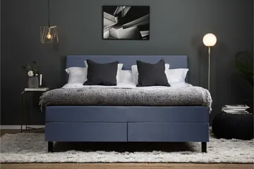 Lucky Komplett Sängpaket 180x200 Polyeter Slät Sänggavel - Mörkblå - Products - Möbler - Säng - Kontinentalsäng