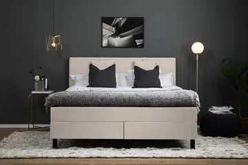 Lucky Komplett Sängpaket 180x200 Polyeter Slät Sänggavel - Nackkudde Liten Beige - Products - Möbler - Säng - Kontinentalsäng