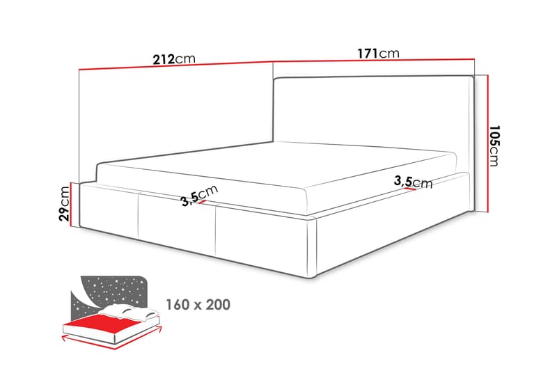 Nieres Förvaringssäng 160x200cm - Mörkgrå - Products - Möbler - Säng - Säng med förvaring