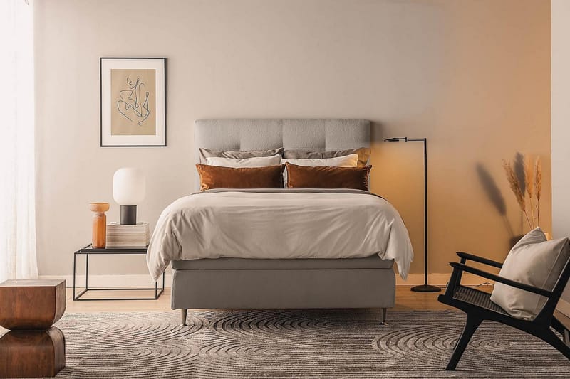 Oslo Lyx Kontinentalsäng Boucle 120x200 - Grå - Products - Möbler - Säng - Kontinentalsäng