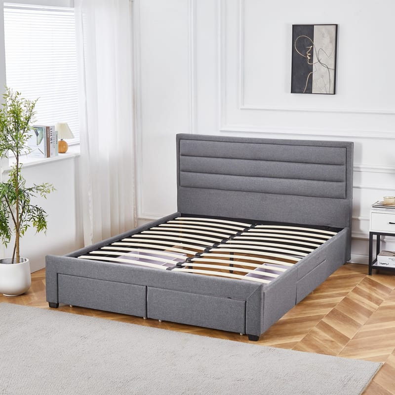Sängram Älmhult Grå med Förvaringslådor - 160 x 200 cm - Products - Möbler - Säng - Säng med förvaring