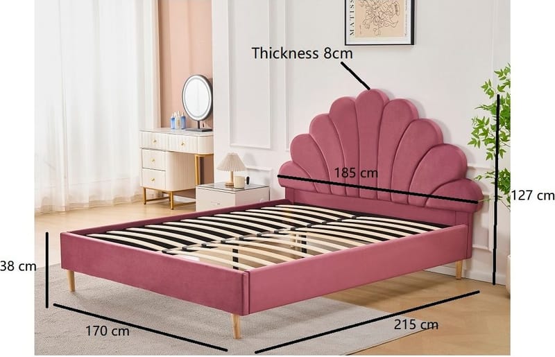 Sängram Saga Sammet 160x200 cm - Rosa - Products - Möbler - Säng - Sängram & sängstomme