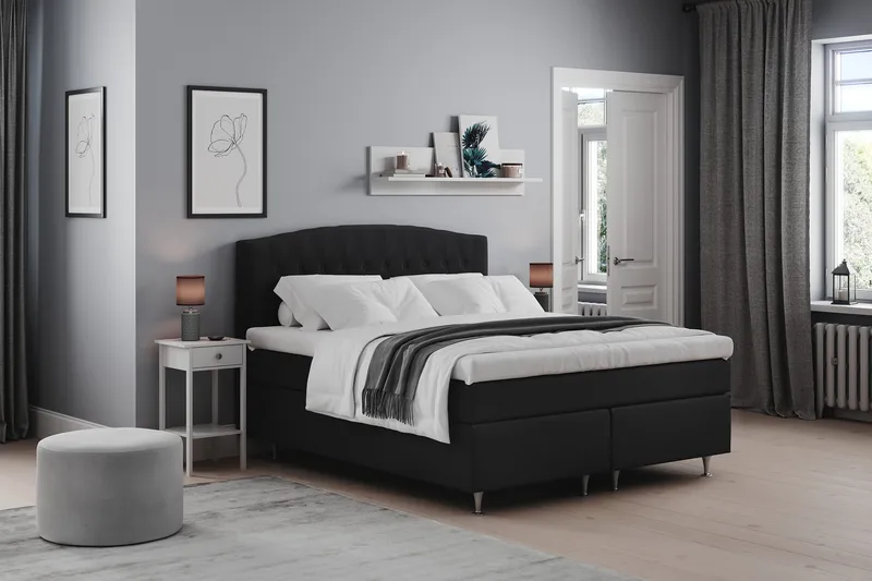 Belda Sänggavel 180 cm Svängd - Svart - Products - Möbler - Säng - Sängtillbehör & sänggavel - Sänggavel