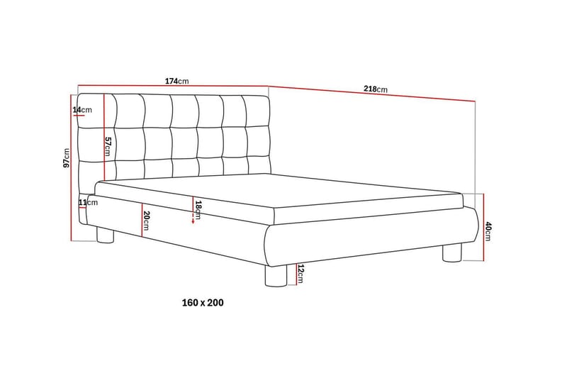 Teddy Komplett Sängpaket Sängram med Madrass 160x200 cm - Grå - Products - Möbler - Säng - Komplett sängpaket