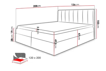 Vasil Kontinentalsäng 120x200 - Grå - Products - Möbler - Säng - Säng med förvaring