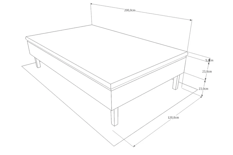 Viken Bas Ramsäng 120x200 - Ancona Grå - Products - Möbler - Säng - Enkelsäng