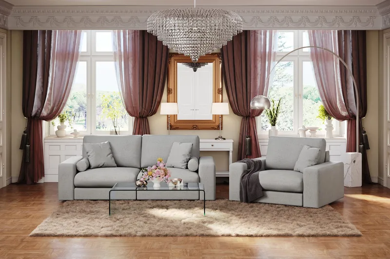 Arken Lyx 3-sits Djup Soffa i Tyg - Ljusgrå - Products - Möbler - Soffa - 3 sits soffa