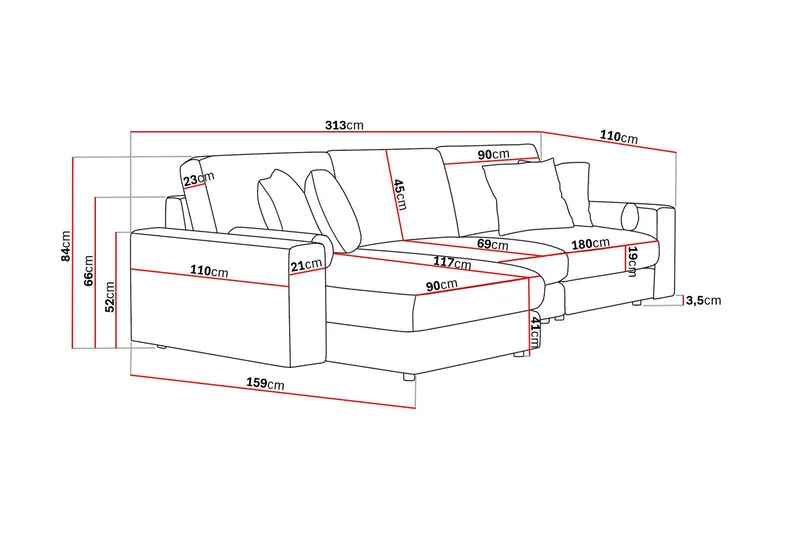 Arken Lyx 5-sits Vändbar L-formad Djup Divansoffa i Manchester - Brun - Products - Möbler - Soffa - Divansoffa & schäslongsoffa