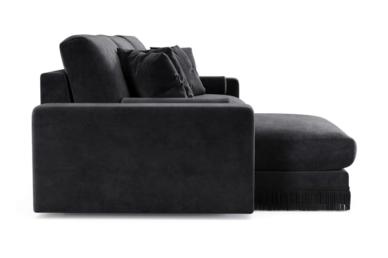 Arken Lyx 5-sits Vändbar L-formad Djup Divansoffa i Sammet - Svart - Products - Möbler - Soffa - Sammetssoffa