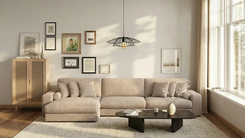 Arken Lyx 6-sits Vändbar L-formad Djup Divansoffa i Manchester - Greige - Products - Möbler - Soffa - Divansoffa & schäslongsoffa