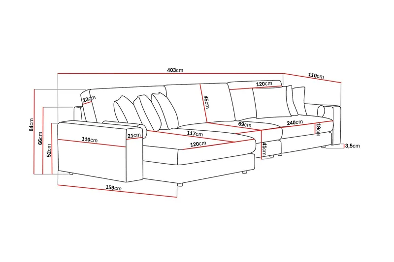 Arken Lyx 6-sits Vändbar L-formad Djup Divansoffa i Manchester - Greige - Products - Möbler - Soffa - Divansoffa & schäslongsoffa