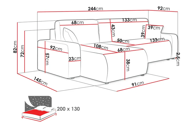 Barile Bäddsoffa med Divan 3-sits i Plysch - Beige - Products - Möbler - Soffa - Bäddsoffa - Bäddsoffa divan
