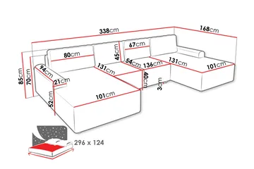 Bella Bäddsoffa Dubbeldivan 4-sits i Plysch - Beige - Products - Möbler - Soffa - Bäddsoffa - U bäddsoffa