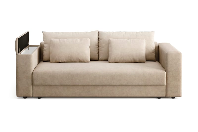 Bergen Extra djup 3-sits Bäddsoffa med Bäddmadrass i Memoryskum och Tvättbar klädsel - Beige Tyg - Products - Möbler - Soffa - Bäddsoffa - 3 sits bäddsoffa