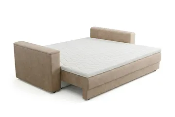 Bergen Extra djup 3-sits Bäddsoffa med Bäddmadrass i Memoryskum och Tvättbar klädsel - Beige Tyg - Products - Möbler - Soffa - Bäddsoffa - 3 sits bäddsoffa