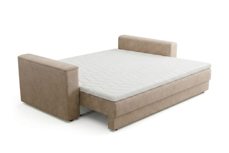 Bergen Extra djup 3-sits Bäddsoffa med Bäddmadrass i Memoryskum och Tvättbar klädsel - Beige Tyg - Products - Möbler - Soffa - Bäddsoffa - 3 sits bäddsoffa