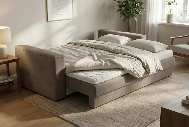 Bergen Extra djup 3-sits Bäddsoffa med Bäddmadrass i Memoryskum och Tvättbar klädsel - Brun Tyg - Products - Möbler - Soffa - Bäddsoffa - 3 sits bäddsoffa