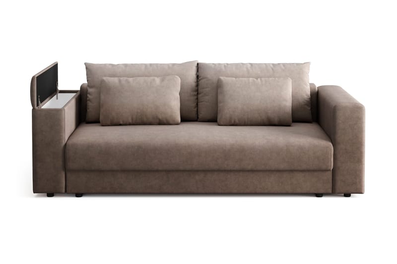 Bergen Extra djup 3-sits Bäddsoffa med Bäddmadrass i Memoryskum och Tvättbar klädsel - Brun Tyg - Products - Möbler - Soffa - Bäddsoffa - 3 sits bäddsoffa