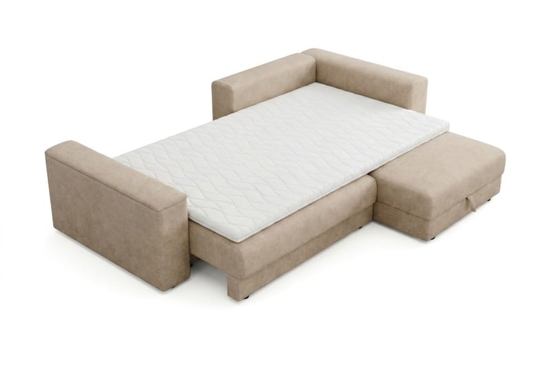 Bergen Extra djup 3-sits Bäddsoffa med Divan och Bäddmadrass i Polyesterskum och Tvättbar klädsel - Brun Tyg - Products - Möbler - Soffa - Bäddsoffa - Bäddsoffa divan