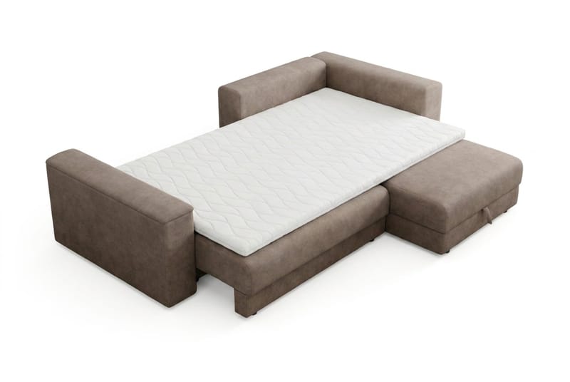Bergen Extra djup 3-sits Bäddsoffa med Divan och Bäddmadrass i Polyesterskum Vändbar Sommar- & Vintersida och Tvättbar klädsel - Beige Tyg - Products - Möbler - Soffa - Bäddsoffa - Bäddsoffa divan
