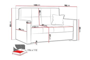 Denegal 2-sits liten bäddsoffa i Plysch - Gul - Products - Möbler - Soffa - Bäddsoffa - 2 sits bäddsoffa