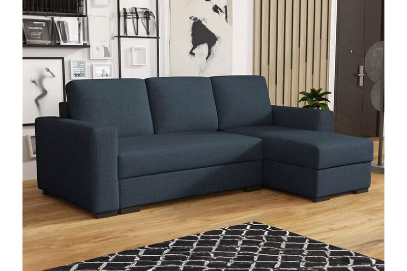Denegal 3-sits Hörnbäddsoffa - Blå - Products - Möbler - Soffa - Bäddsoffa - Hörnbäddsoffa