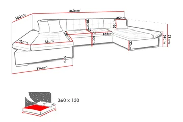 Dewitt Bäddsoffa m. Divan och Schäslong - Products - Möbler - Soffa - Bäddsoffa - Bäddsoffa divan