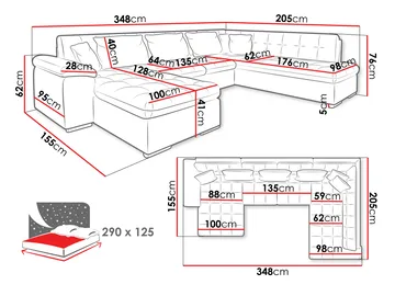 Dynir 6-sits U-Suffa Divan Vänster - Products - Möbler - Soffa - Bäddsoffa - Hörnbäddsoffa