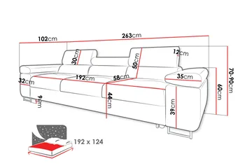 Gabina Bäddsoffa 3-sits i Manchester - Rosa - Products - Möbler - Soffa - Bäddsoffa - 3 sits bäddsoffa