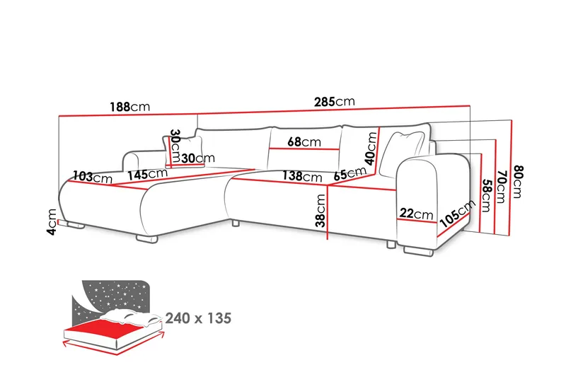 Handda Bäddsoffa m. Divan 3-sits - Products - Möbler - Soffa - Bäddsoffa - Bäddsoffa divan