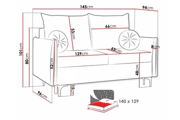 Knocklong 2-sits Bäddsoffa - Grå - Products - Möbler - Soffa - Bäddsoffa - Bäddsoffa längsbäddad