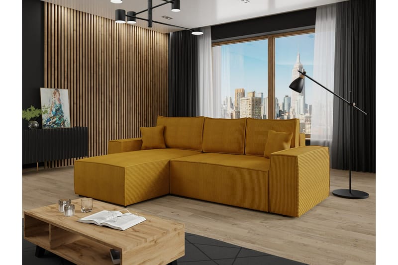 Knocklong 3-sits Hörnbäddsoffa - Gul - Products - Möbler - Soffa - Bäddsoffa - Hörnbäddsoffa
