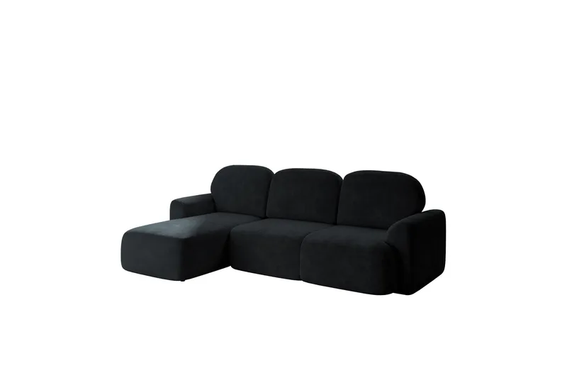 Korfu Bäddsoffa m. Divan 3-sits, Svart
