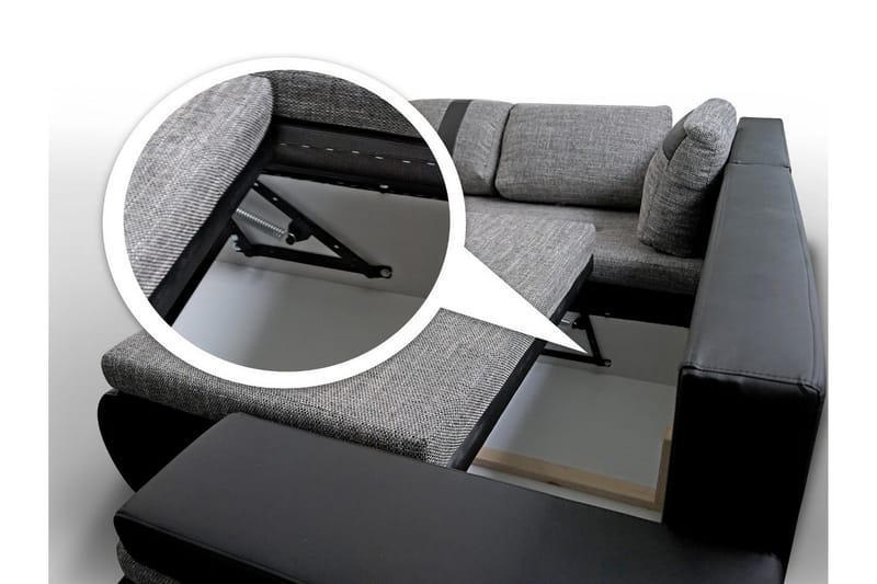 Lavona Divanbäddsoffa Mini Höger - Mörkgrå/Vit - Products - Möbler - Soffa - Bäddsoffa - Bäddsoffa längsbäddad