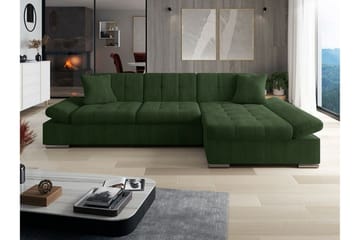 Lomux 3-sits Hörnbäddsoffa Dark green - Products - Möbler - Soffa - Bäddsoffa - Bäddsoffa längsbäddad