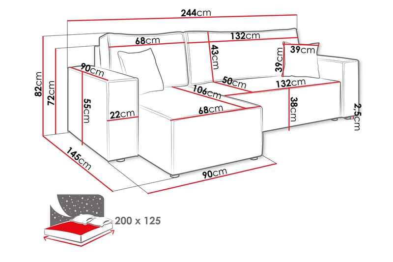 Magston 3-sits Hörnbäddsoffa - Ljusgrå - Products - Möbler - Soffa - Bäddsoffa - Hörnbäddsoffa
